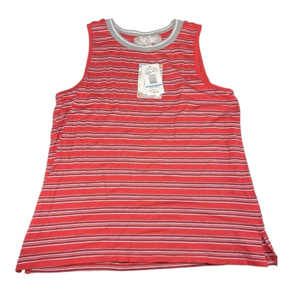 Pink Rose Tops - NEW Pink Rose Womens Small Red Gray Striped Tank Top Sleeveless Stretchy Top